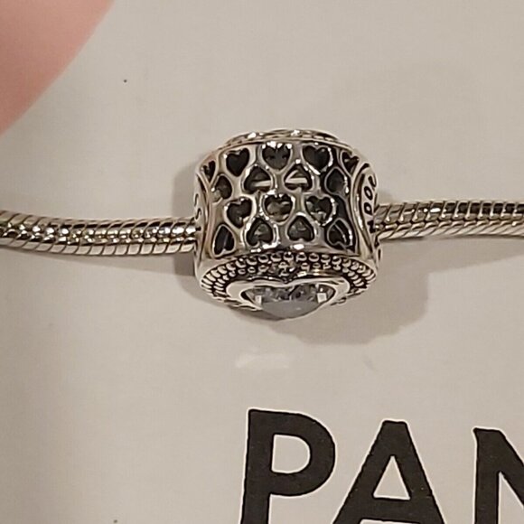 Auth PANDORA *RETIRED* Sterling Silver ESSENCE Passion Heart w/CZ's 796081CZ - Picture 5 of 12